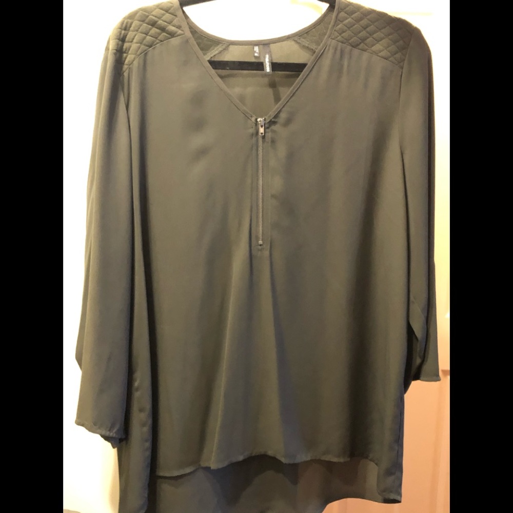 Olive Green Sheer Top
